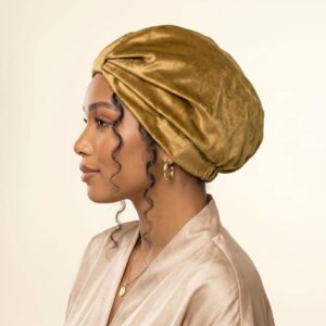 Golden Majesty Satin Turban Wrap