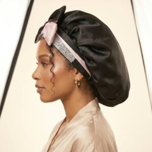 Midnight Luxe Satin Tie Bonnet