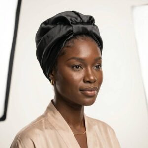 Midnight Luxe Satin Turban Wrap